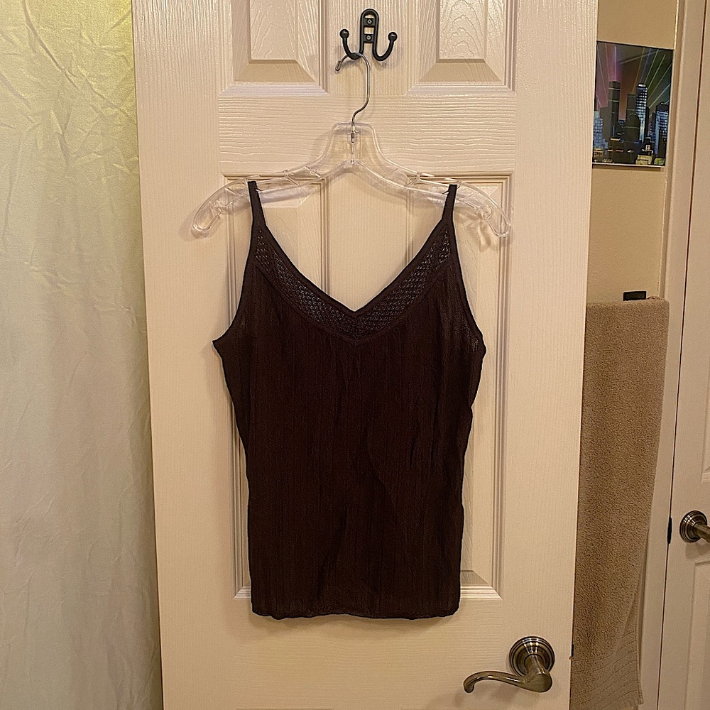 Dana Buchman Brown Detailed Y2K Lacy Tank Top Camisole
